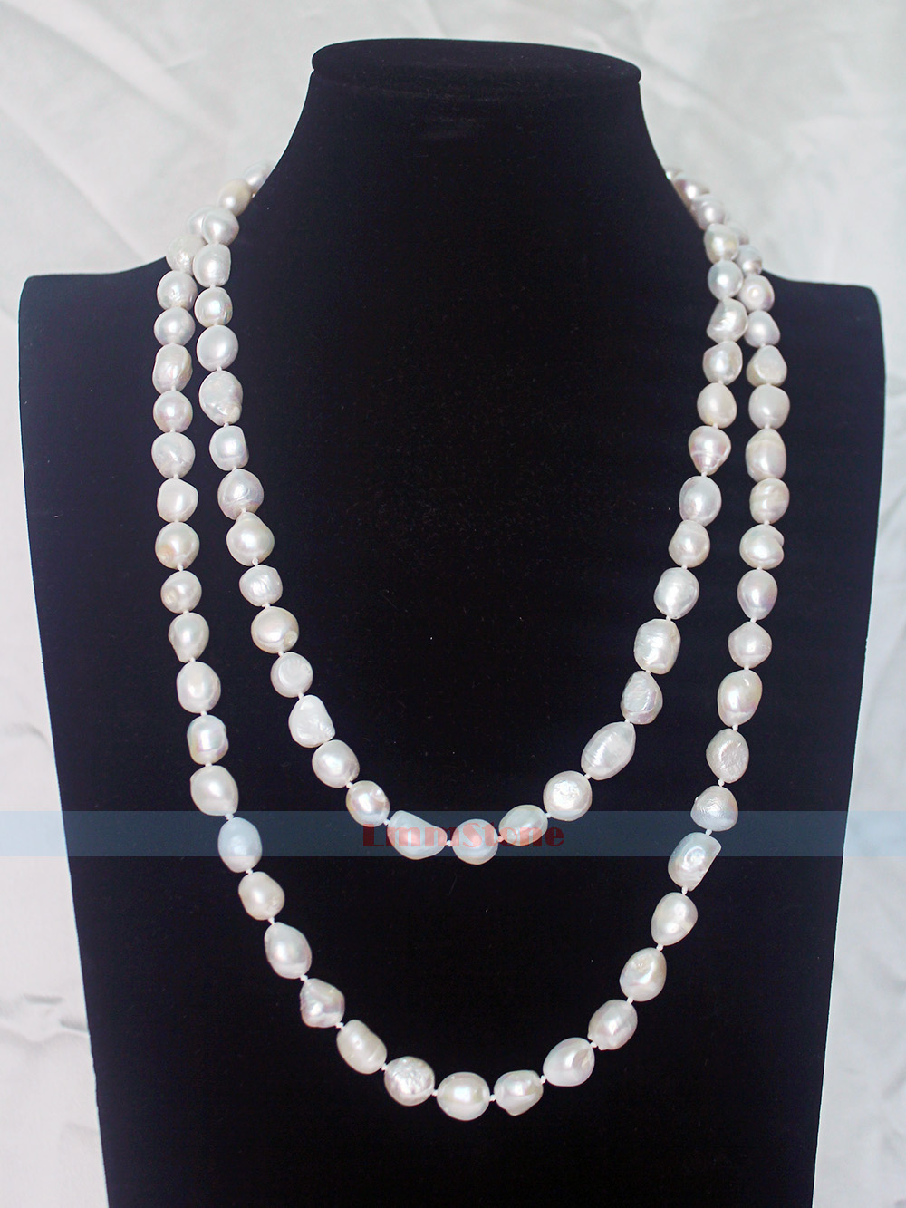 Genuine Natural White Baroque Pearl Knotted Necklace Inch Long LMMCH EBay